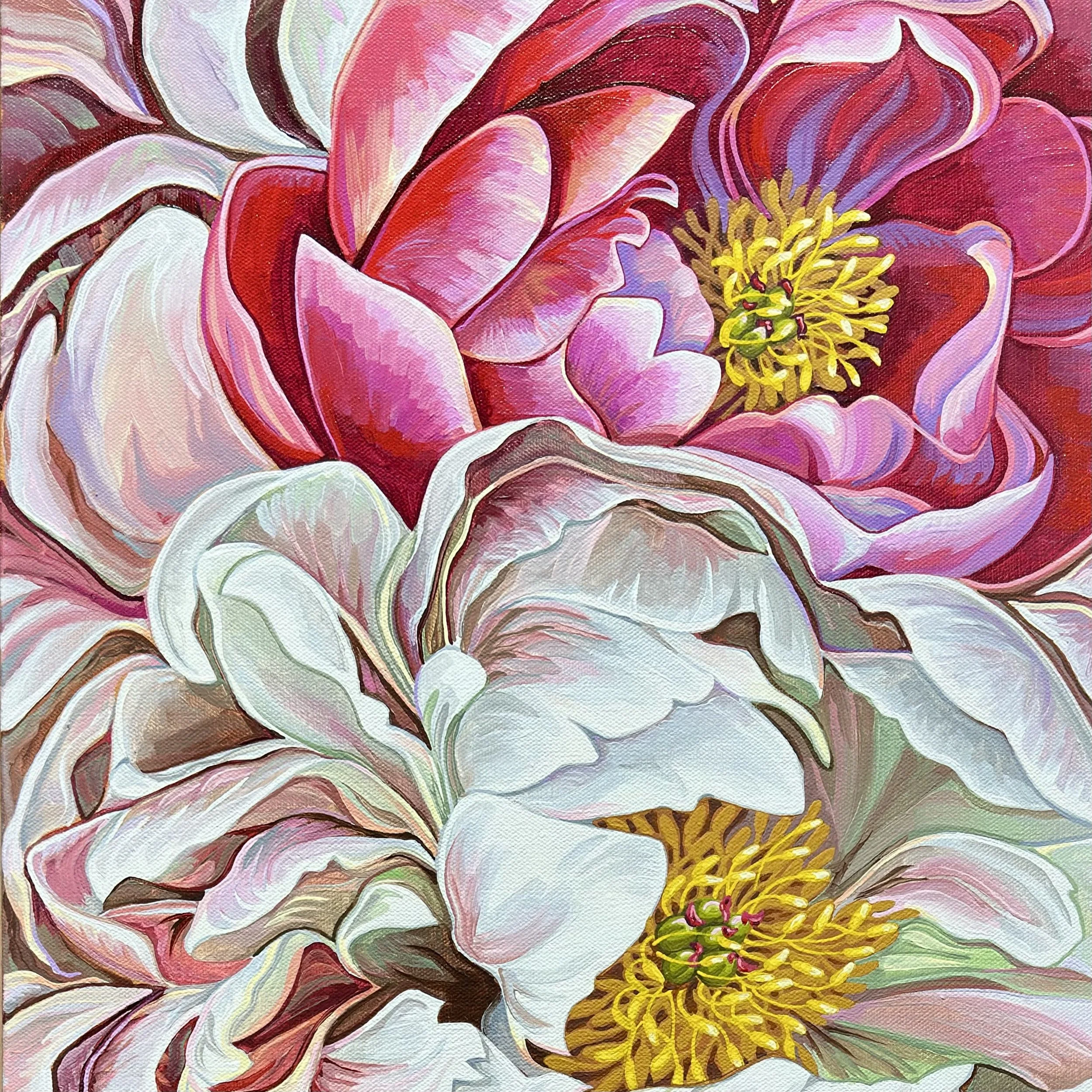 Vibrant Peony Painting by Vanya Ryan - Peony Celebration - Acrylic